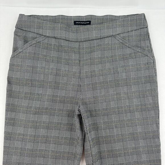 Counterparts Dress Pants Women Sz14P Gray Plaid Flat Front Stretch Straight Leg - Picture 3 of 11